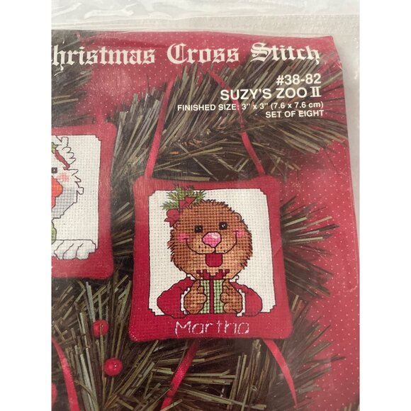 Janlynn Suzys Zoo II Christmas Cross Stitch Kit Set Of 8 Ornaments - Picture 5 of 15